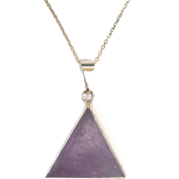 Amethyst Halskette mit Dreieck Edelsteinkette mit Amethyst vergoldet