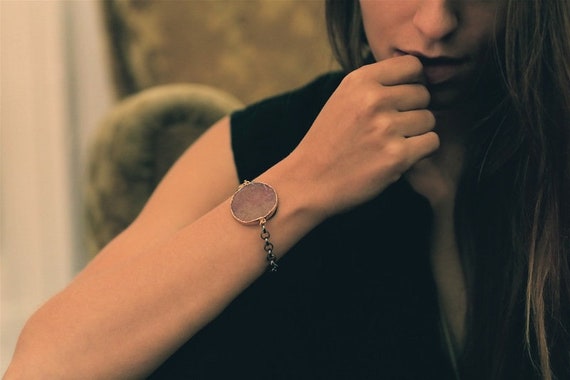 Achat Armband Metallic vergoldet
