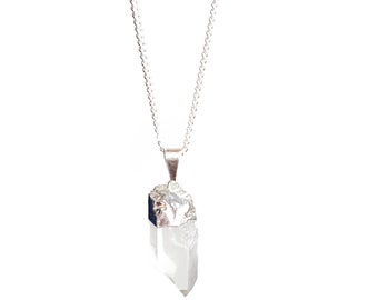 Rock crystal necklace silver-plated