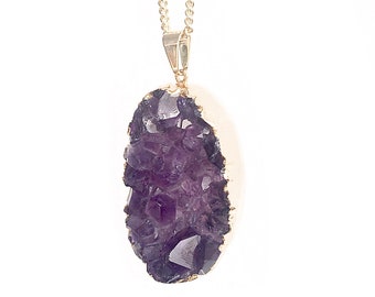 Amethyst Geode Necklace Gold Plated