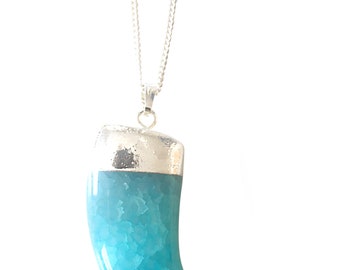 Blue Agate necklace silver-plated