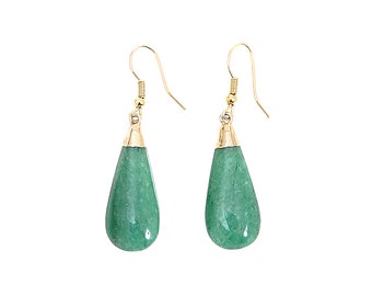 Aventurin earrings, gold-plated