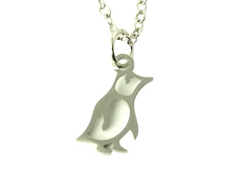 Kette kleiner Pinguin Edelstahl Anhänger silbern