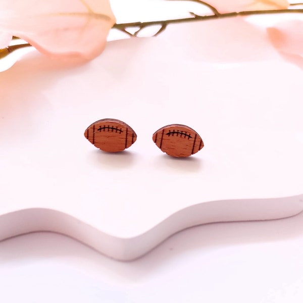 Studs Ball American Football Rugby Wood Earrings Studs