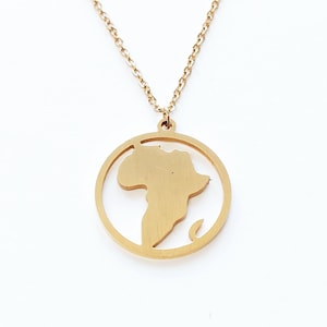 Chaîne Afrique carte du monde globe carte pendentif acier inoxydable argent or rose or