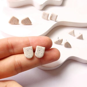 Ohrstecker Polymer Clay Marmor Stein grau Kieselsteine Ohrringe Muster nach Wahl