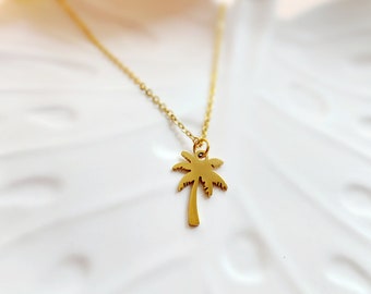 Chain stainless steel palm tree pendant silver golden