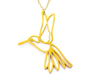 Colar colibri pássaro pingente aço inoxidável prata ouro