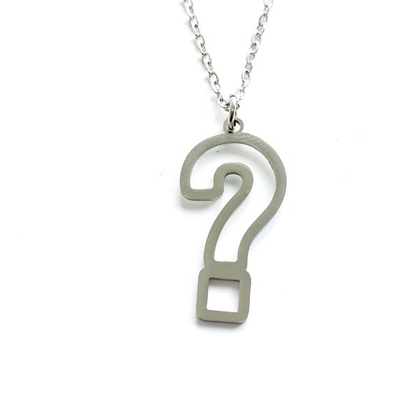 Necklace question mark symbol teacher school stainless steel pendant silver gold