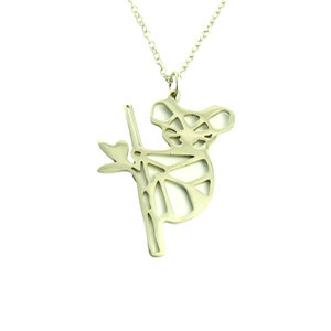Stainless steel chain koala bear with branch pendant silver koala