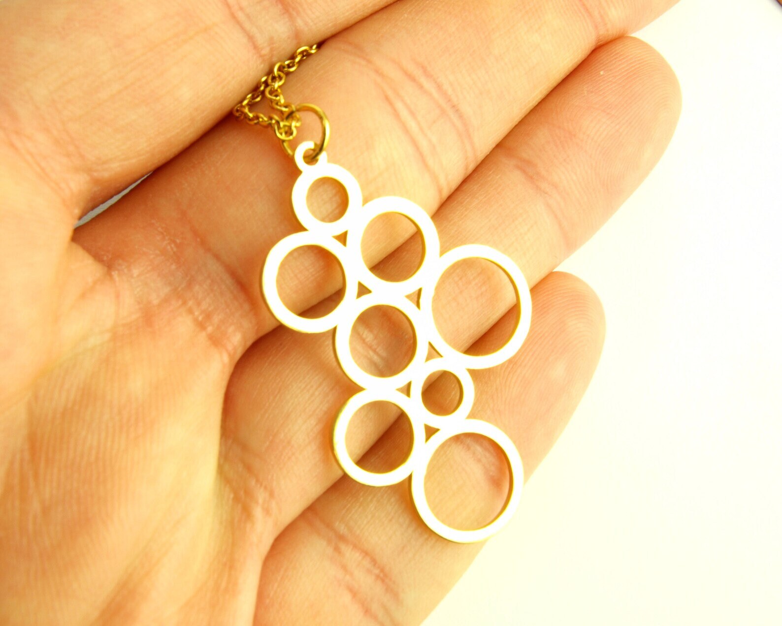 Vrouwen dubbele ronde geometrische hanger ketting roestvrij staal goud en zilver kleur sieraden cadeau