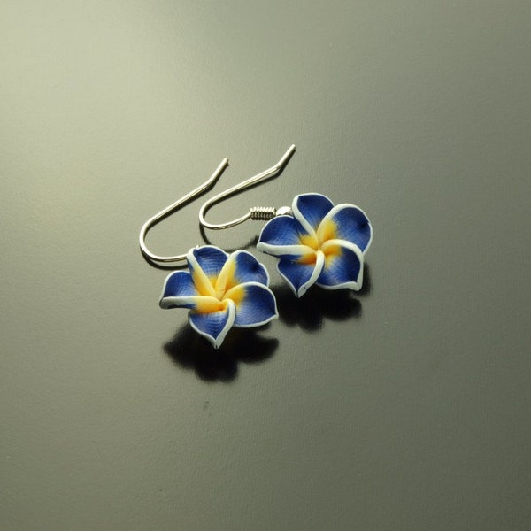 Boucles d’oreilles fleur de frangipanier boucles d’oreilles fleur bleue