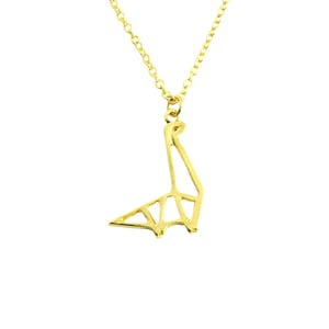 Necklace Dinosaur Dino Pendant Golden Origami