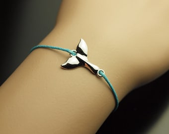 Armreifen Flosse Fisch Meerjungfrau Wal Schwanzflosse silbern blau Armband Wachsband Wasser Meer