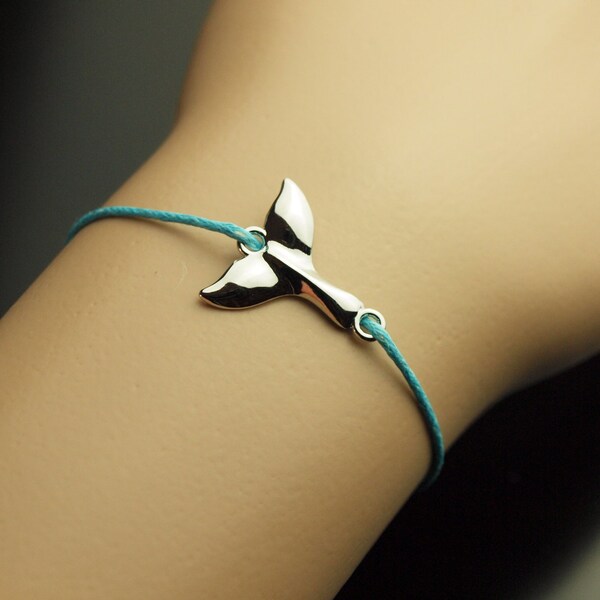 Armreifen Flosse Fisch Meerjungfrau Wal Schwanzflosse silbern blau Armband Wachsband Wasser Meer