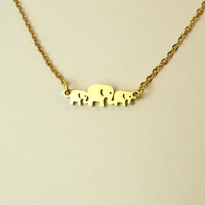 Kette Elefanten Familie Mutter Kinder Edelstahl Anhänger Farbe nach Wahl gold silber
