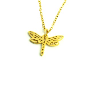 Necklace Dragonfly Stainless Steel Pendant Golden