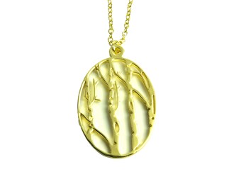 Necklace birch landscape romantic pendant gold