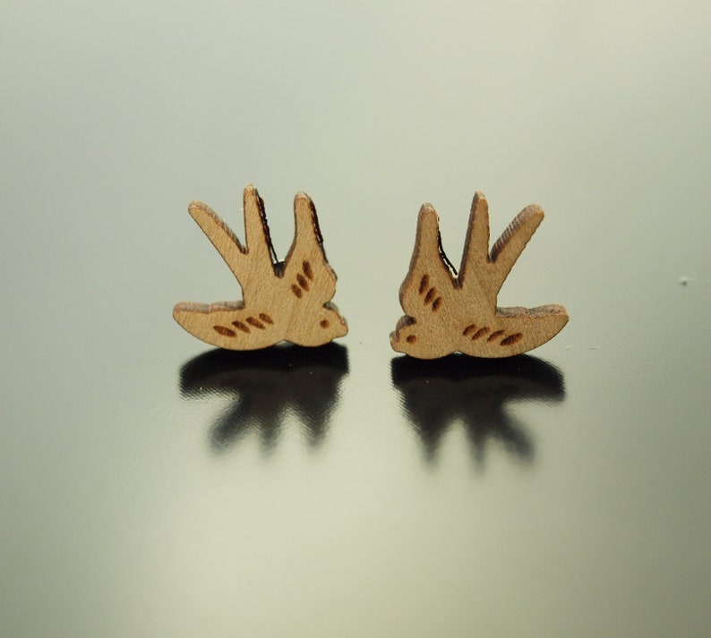 Studs aves traga pendientes de madera enchufe imagen 1