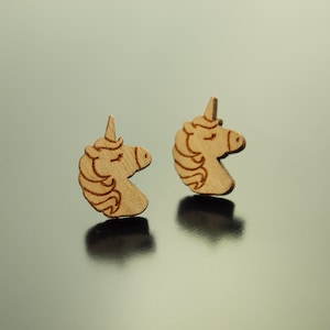 Ohrstecker Einhorn Holz Ohrringe Stecker Unicorn Pferd