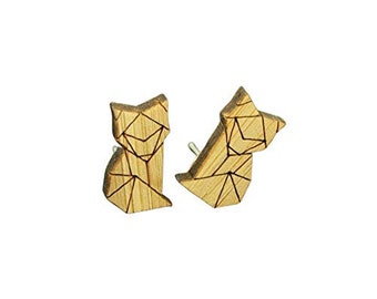 Ohrstecker Fuchs Holz Ohrringe Stecker Origami