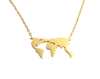 Chain Earth World Map Globe Map Acero inoxidable Colgante rosado dorado