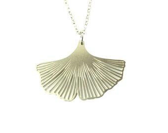 Chain Ginkgo Leaf Stainless Steel Pendant Silver