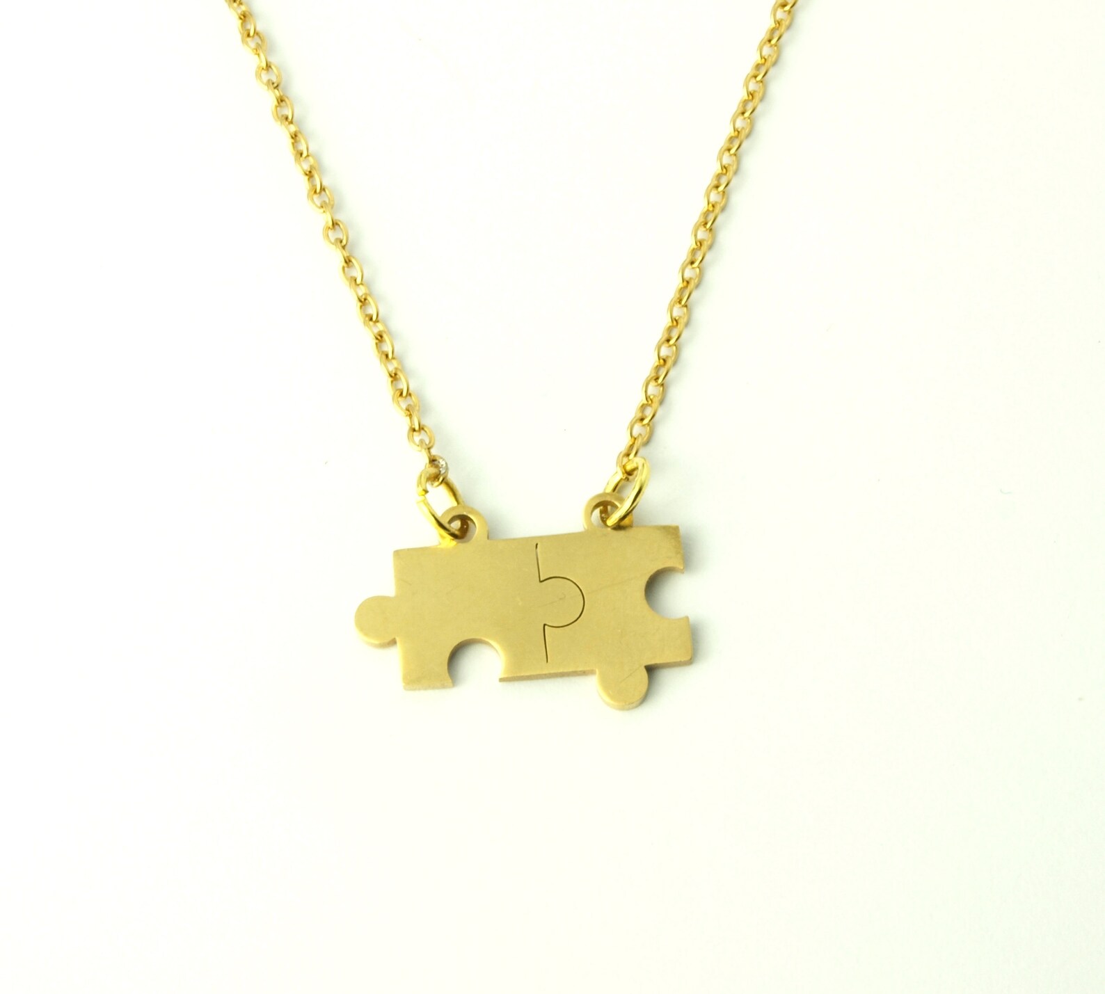 Chaîne Partenaires Puzzle En Acier Inox - 2 Pendentifs + 2 Boules D'Amitié, Neuf