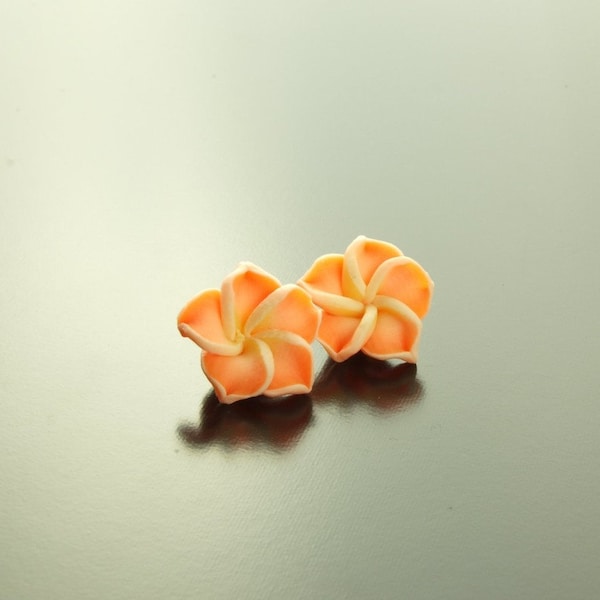 Goujons de fleur de frangipanier boucles d’oreilles fleur orange