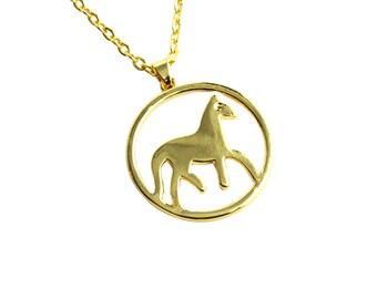 Chain Horse Pendant Round Golden