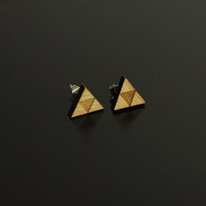 Stud Triangle Wooden Earrings