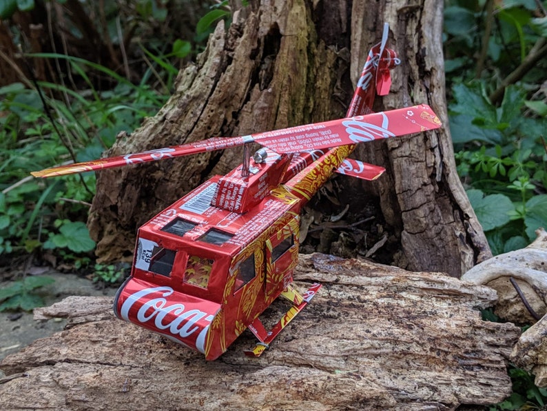 Recycled Tin Can Model: Coke Hue Helicopter image 2