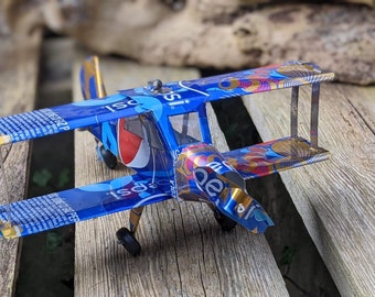 Recycled Tin Can Model: Pepsi Bi-plane