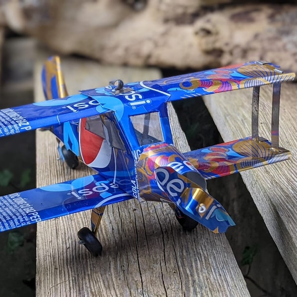 Recycled Tin Can Model: Pepsi Bi-plane