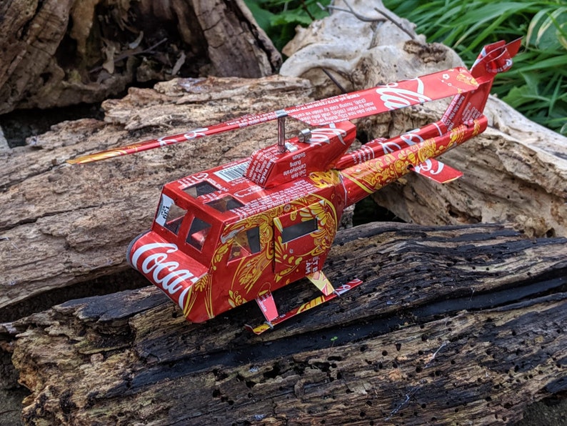 Recycled Tin Can Model: Coke Hue Helicopter image 1