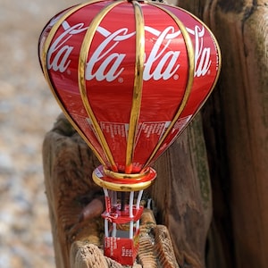 Recycled Tin Can Model: Coke /  Small Coca-cola hot air balloon