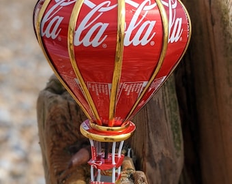 Recycled Tin Can Model: Coke /  Small Coca-cola hot air balloon