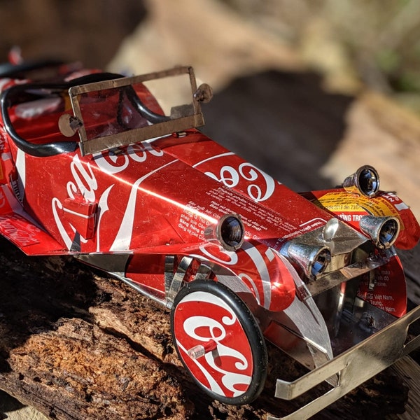Recycled Tin Can Model: Large Coke /Coca-cola Classic car