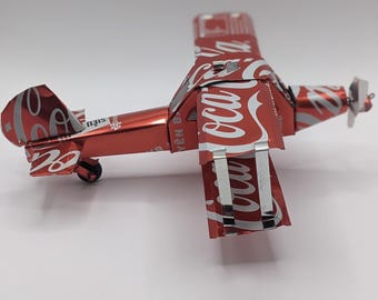 Recycled Tin Can Model: Coke/Coca-cola Bi-plane