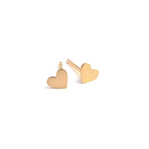 gold heart stud earrings, small gold plated heart earrings image 1