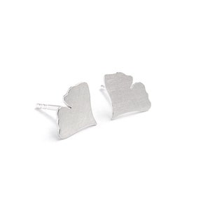 Ginkgo leaf stud earrings, silver ginkgo leaf earrings image 1