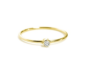 Anillo de compromiso con diamante, anillo de oro amarillo 585, anillo de diamantes