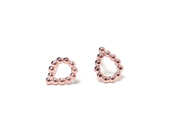 boucles d’oreilles en or rose, bijoux en or rose, clous en larmes en or rose, clous perles, clous en or rose, goujons en gouttes en or rose, boucles d’oreilles en goutte