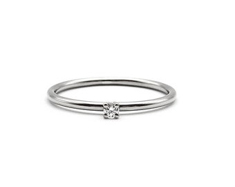 White gold ring with diamond, engagement ring
