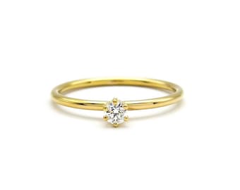 Engagement ring with diamond, 750 gold, diamond ring