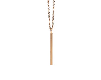 Rose gold chain, rose gold chain with rod pendant, thin rose gold chain