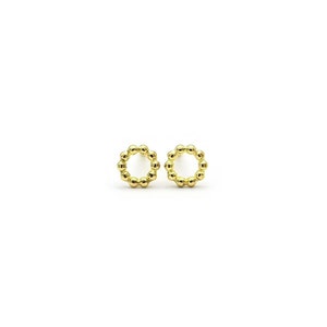 750 gold stud earrings, minimalist gold stud earrings image 1