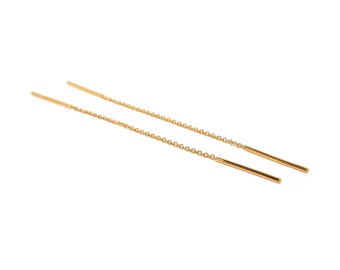 golden threaders, threading earrings, gold-plated chain earrings