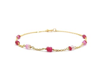 750 gold bracelet with red-pink sapphire, sapphire bracelet