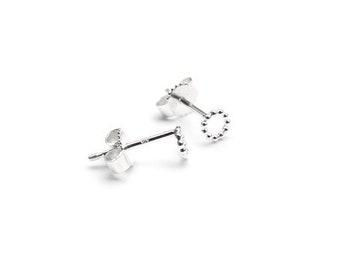small circular earrings, minimalist silver beads earrings
